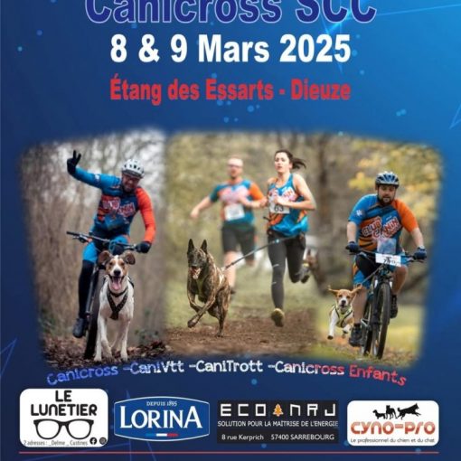 Affiche GPF Canicross SCC - 8 & 9 mars 2025 - Etang des Essarts - Dieuze - Canicross, canivtt, canitrott, canicross enfant