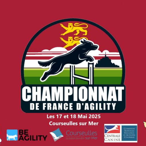 affiche championnat de france agility 2025 - les 17 et 18 mars 2025 - Courseulles sur mer