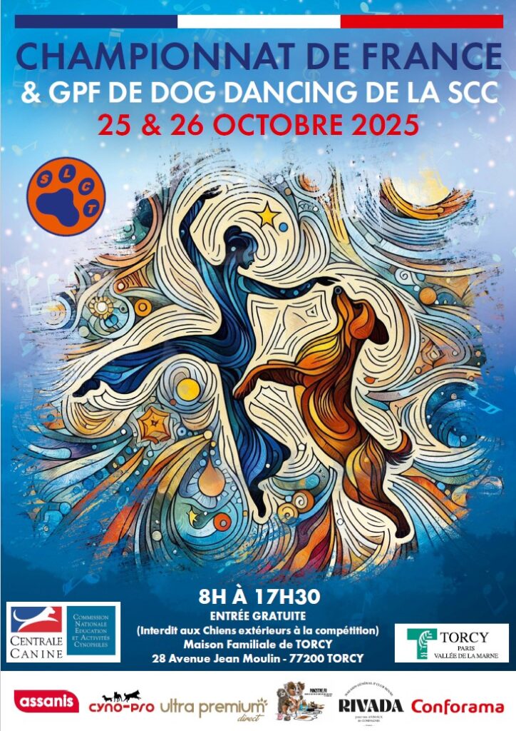 Championnat de France & GPF de Dog Dancing de la SCC - 25 & 26 octobre 2025 - 8h à 17h30 - Entrée gratuite (interdits aux chiens extérieurs à la compétition) - Maison Familiale de Torcy - 28 avenue Jean Moulin - 77200 Torcy